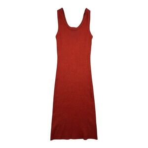 Active USA Rust Ribbed Bodycon Tank Midi Dress M‎ Boho Summer Casual